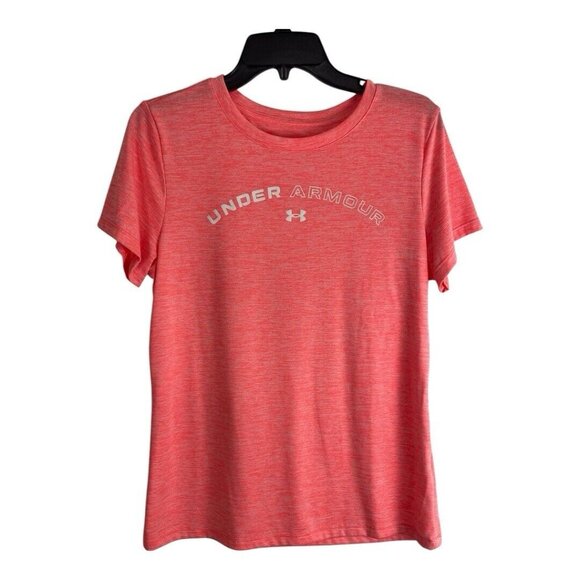 Under Armour Womens Athletic Shirt Adult Size Medium Orange Heat Gear Running - Picture 1 of 6